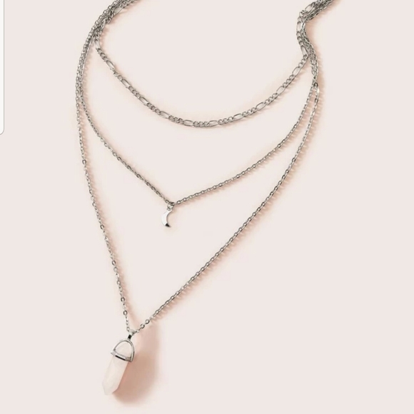 ◇Willow◇ Silver Layered Crystal Necklace - Picture 2 of 5